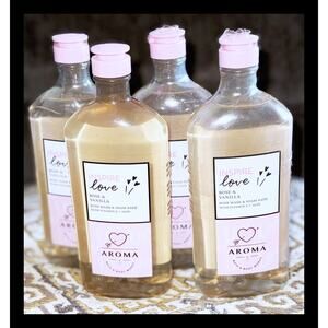 Bath & Body Works 10 oz Aroma Inspire Love Rose Vanilla Body Wash & Foam Bath x4